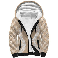 Hawaii Aloha Plumeria Lei Beige Palaka Sherpa Hoodie LT7 Unisex Beige - Polynesian Pride