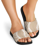 Hawaii Aloha Plumeria Lei Beige Palaka Slide Sandals LT7 - Polynesian Pride