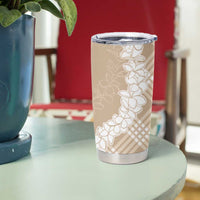 Hawaii Aloha Plumeria Lei Beige Palaka Tumbler Cup LT7 - Polynesian Pride