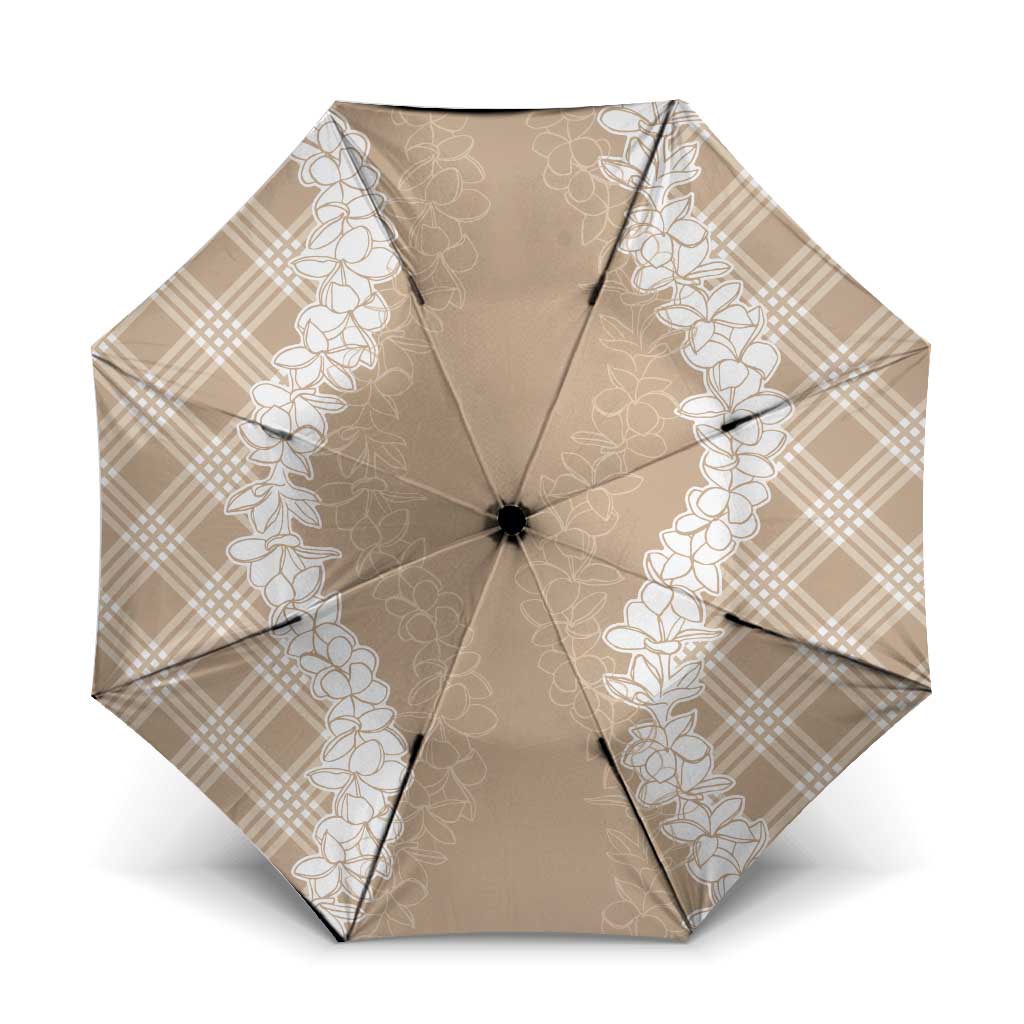 Hawaii Aloha Plumeria Lei Beige Palaka Umbrella LT7 One Size Folded 11.42 inch Opened Diameter 37.4 inch Beige - Polynesian Pride