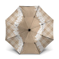 Hawaii Aloha Plumeria Lei Beige Palaka Umbrella LT7 One Size Folded 11.42 inch Opened Diameter 37.4 inch Beige - Polynesian Pride