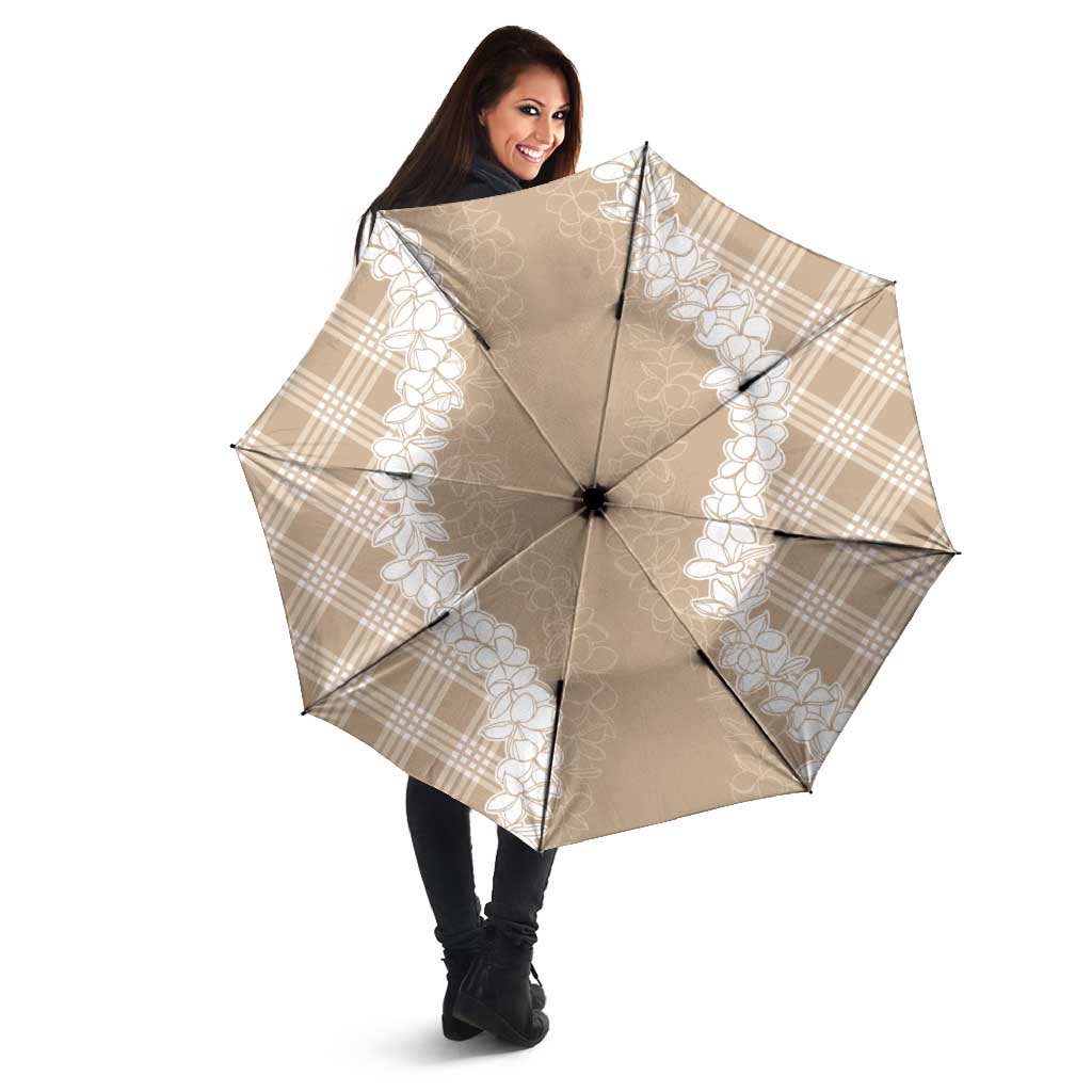 Hawaii Aloha Plumeria Lei Beige Palaka Umbrella LT7 - Polynesian Pride