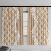 Hawaii Aloha Plumeria Lei Beige Palaka Window Curtain LT7 With Hooks Beige - Polynesian Pride