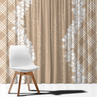 Hawaii Aloha Plumeria Lei Beige Palaka Window Curtain LT7 - Polynesian Pride