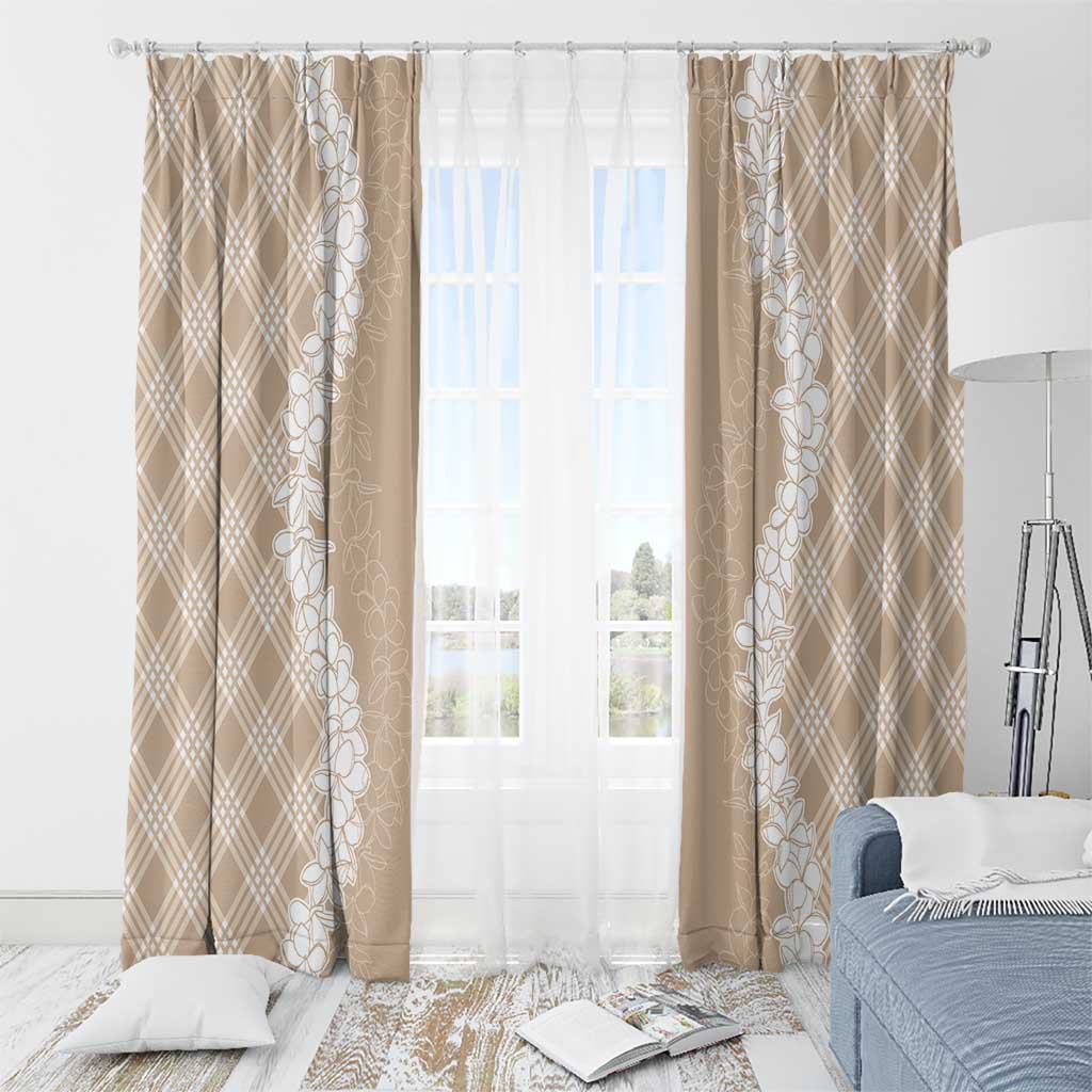 Hawaii Aloha Plumeria Lei Beige Palaka Window Curtain LT7 - Polynesian Pride