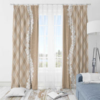 Hawaii Aloha Plumeria Lei Beige Palaka Window Curtain LT7 - Polynesian Pride