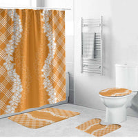 Hawaii Aloha Plumeria Lei Orange Palaka Bathroom Set LT7 Bathroom Set (4 pcs) Orange - Polynesian Pride