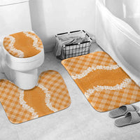 Hawaii Aloha Plumeria Lei Orange Palaka Bathroom Set LT7 Mat Set Only (3 pcs) One Size Orange - Polynesian Pride