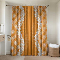 Hawaii Aloha Plumeria Lei Orange Palaka Bathroom Set LT7 Shower Curtain Only Orange - Polynesian Pride