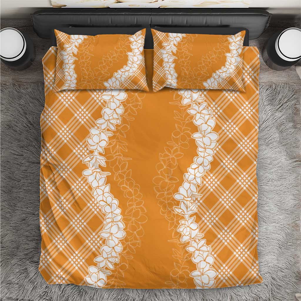 Hawaii Aloha Plumeria Lei Orange Palaka Bedding Set LT7 Orange - Polynesian Pride