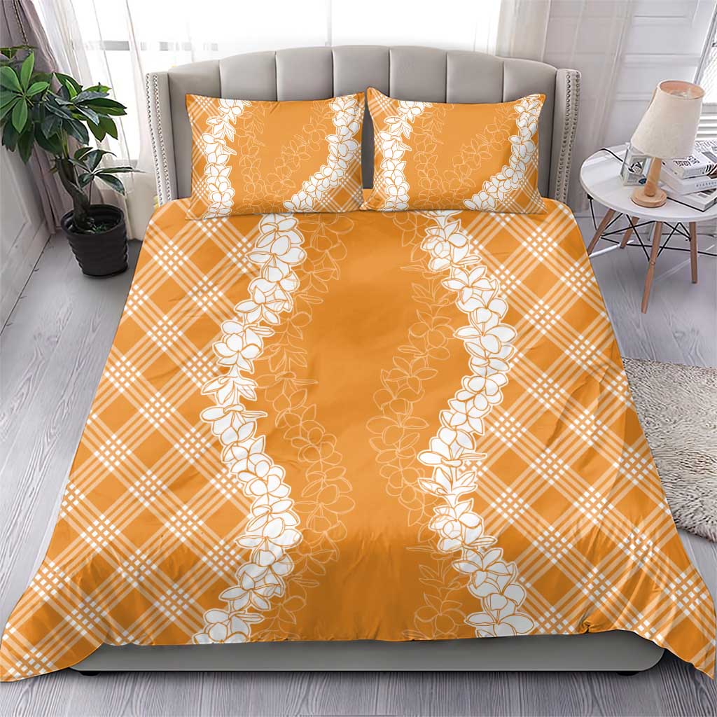 Hawaii Aloha Plumeria Lei Orange Palaka Bedding Set LT7 - Polynesian Pride