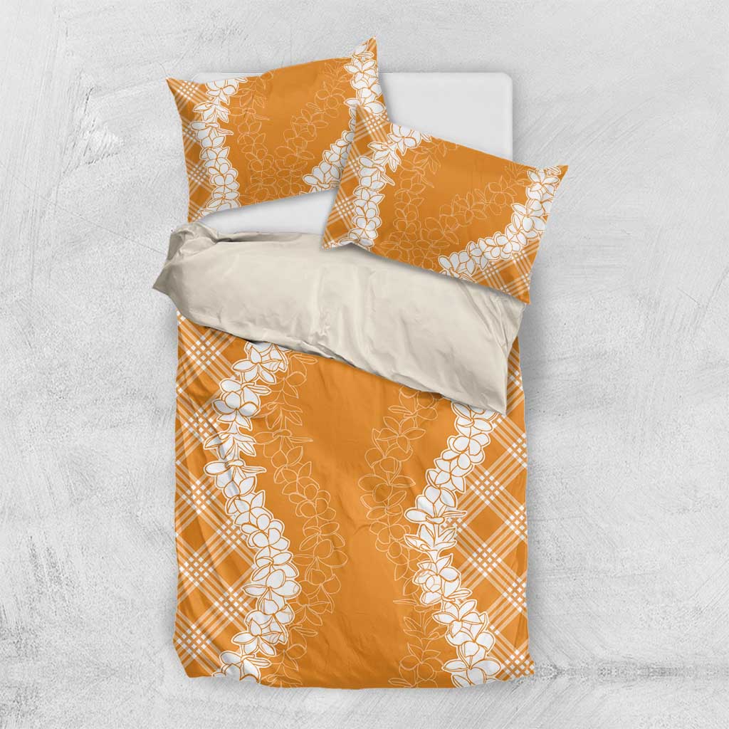 Hawaii Aloha Plumeria Lei Orange Palaka Bedding Set LT7 US Twin 172cm x 218cm Orange - Polynesian Pride
