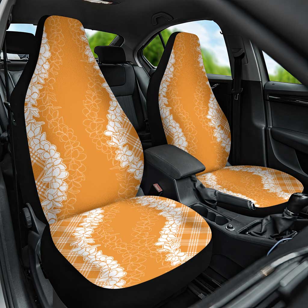 Hawaii Aloha Plumeria Lei Orange Palaka Car Seat Cover LT7 One Size Orange - Polynesian Pride