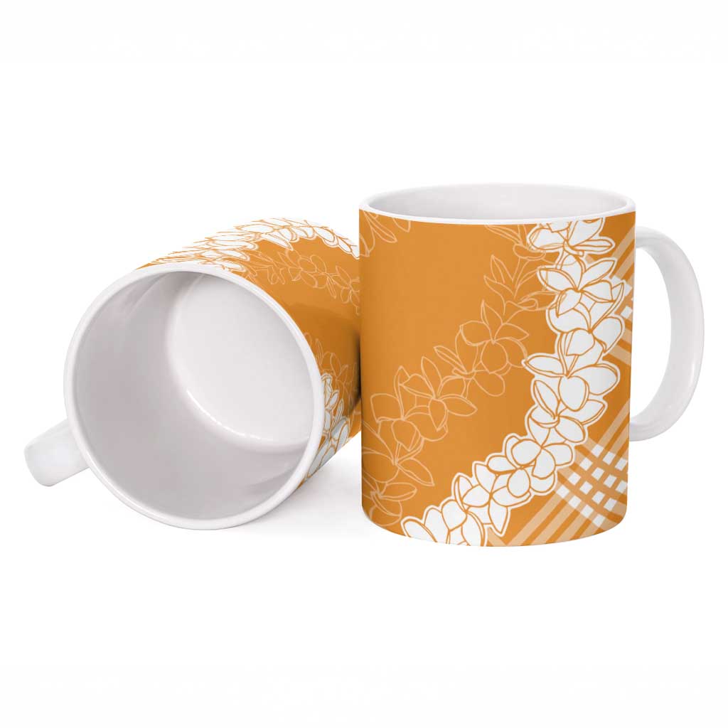 Hawaii Aloha Plumeria Lei Orange Palaka Ceramic Mug LT7 - Polynesian Pride