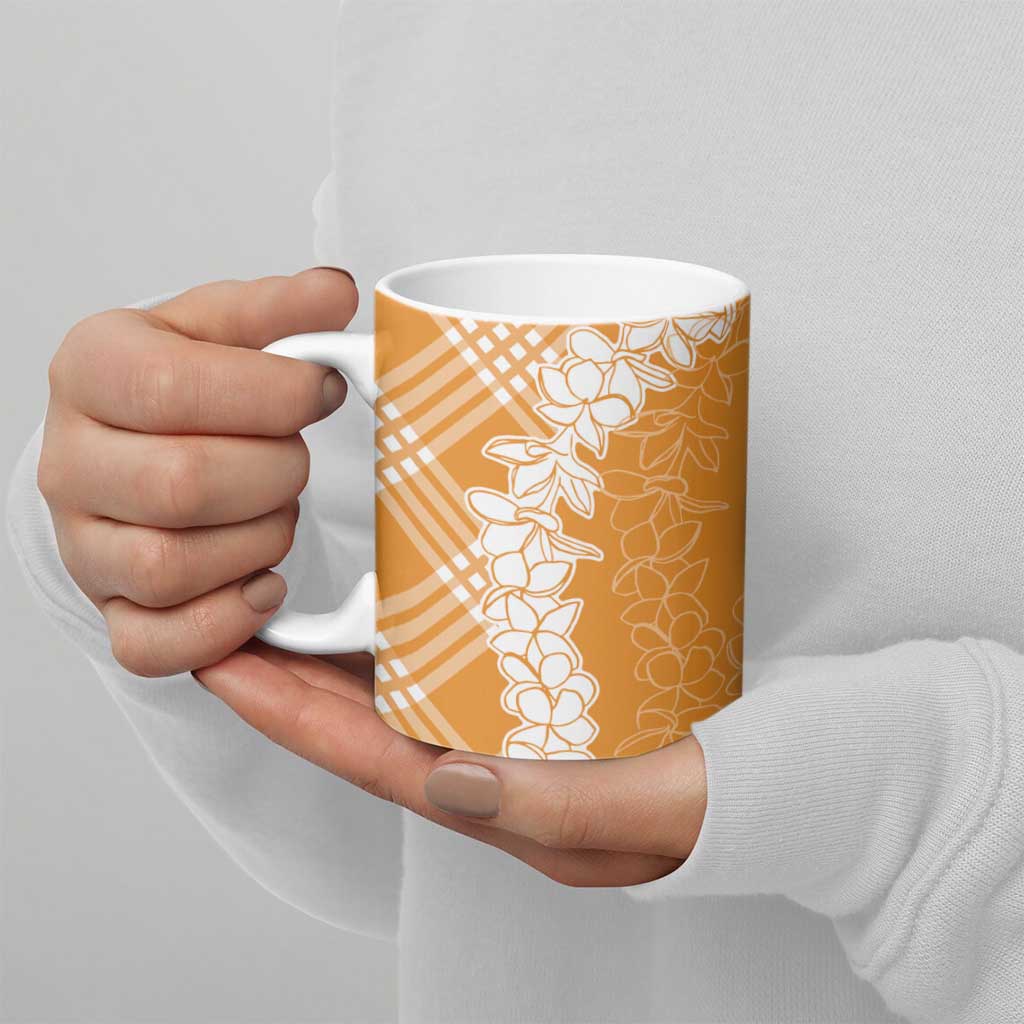 Hawaii Aloha Plumeria Lei Orange Palaka Ceramic Mug LT7 - Polynesian Pride