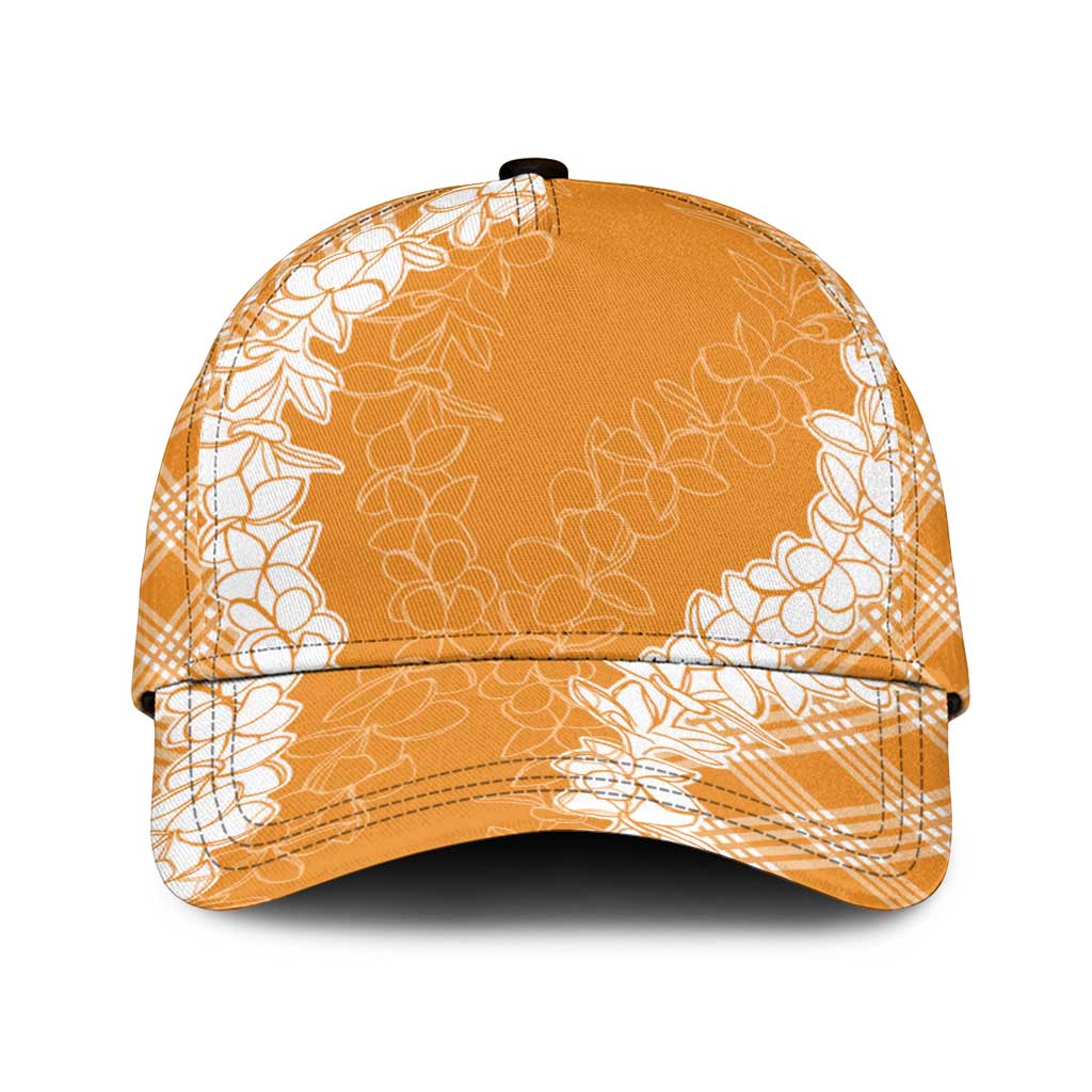Hawaii Aloha Plumeria Lei Orange Palaka Classic Cap LT7 Universal Fit Orange - Polynesian Pride