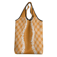 Hawaii Aloha Plumeria Lei Orange Palaka Grocery Bag LT7 - Polynesian Pride