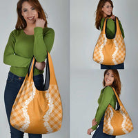 Hawaii Aloha Plumeria Lei Orange Palaka Grocery Bag LT7 - Polynesian Pride
