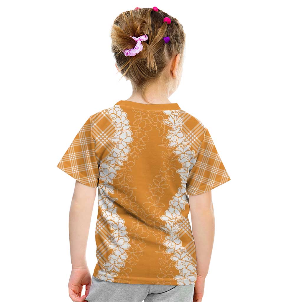 Hawaii Aloha Plumeria Lei Orange Palaka Kid T Shirt LT7 - Polynesian Pride