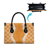 Hawaii Aloha Plumeria Lei Orange Palaka Leather Bag LT7 - Polynesian Pride