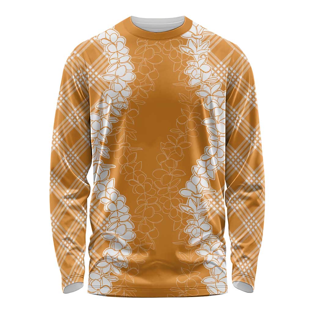Hawaii Aloha Plumeria Lei Orange Palaka Long Sleeve Shirt LT7 Unisex Orange - Polynesian Pride