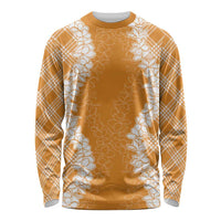 Hawaii Aloha Plumeria Lei Orange Palaka Long Sleeve Shirt LT7 Unisex Orange - Polynesian Pride