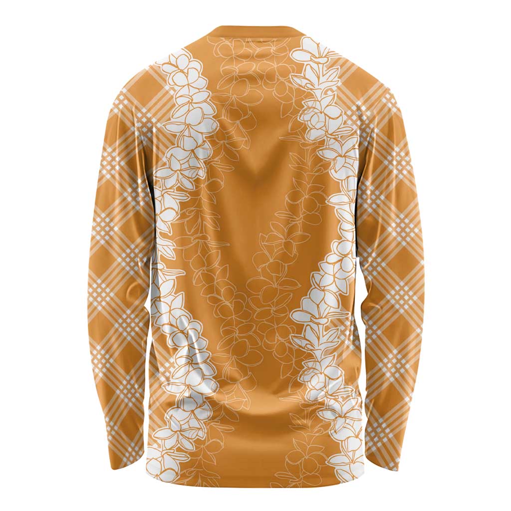 Hawaii Aloha Plumeria Lei Orange Palaka Long Sleeve Shirt LT7 - Polynesian Pride