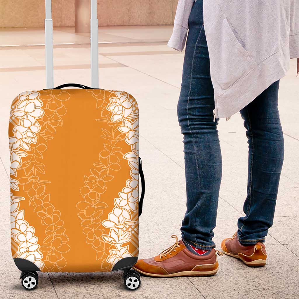 Hawaii Aloha Plumeria Lei Orange Palaka Luggage Cover LT7 Orange - Polynesian Pride