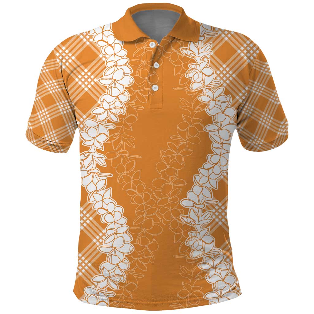 Hawaii Aloha Plumeria Lei Orange Palaka Polo Shirt LT7 Orange - Polynesian Pride