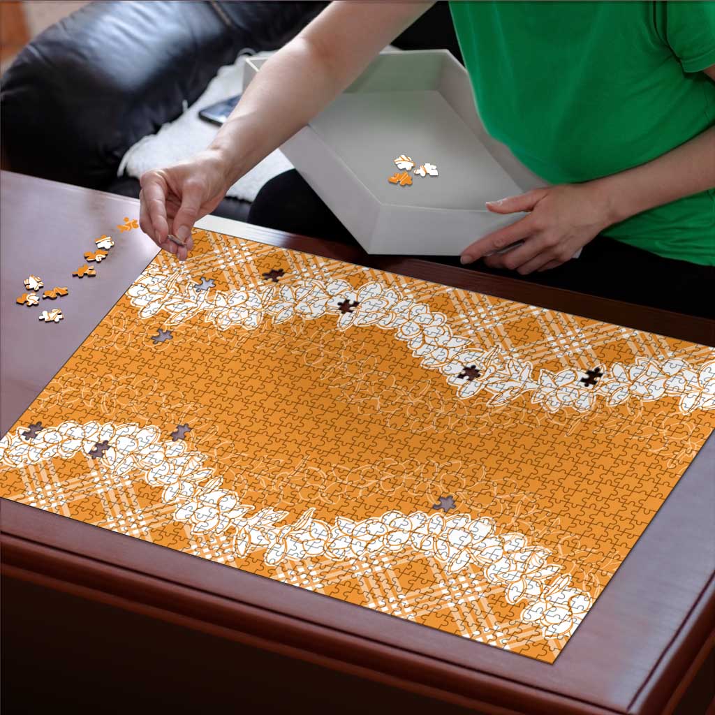 Hawaii Aloha Plumeria Lei Orange Palaka Puzzle LT7 - Polynesian Pride