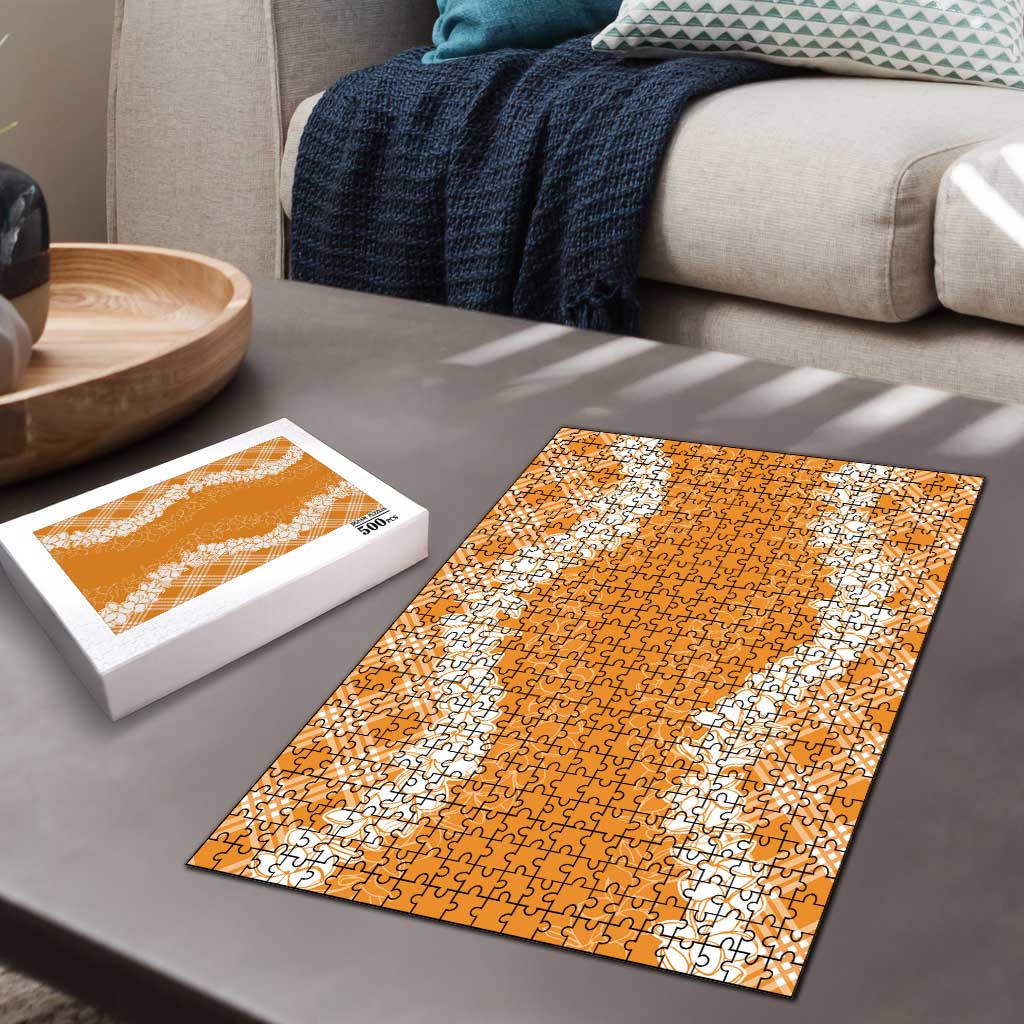 Hawaii Aloha Plumeria Lei Orange Palaka Puzzle LT7 - Polynesian Pride