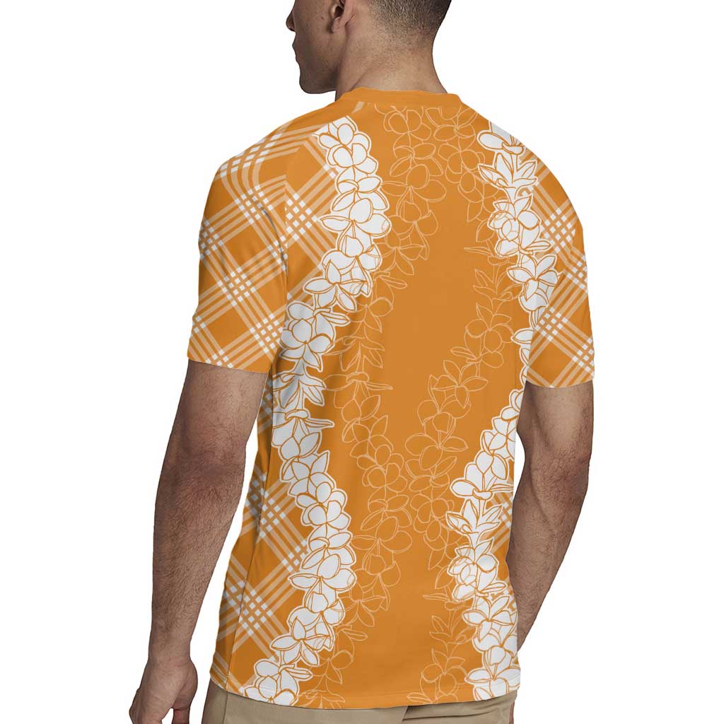 Hawaii Aloha Plumeria Lei Orange Palaka Rugby Jersey LT7 - Polynesian Pride