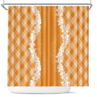 Hawaii Aloha Plumeria Lei Orange Palaka Shower Curtain LT7 Orange - Polynesian Pride