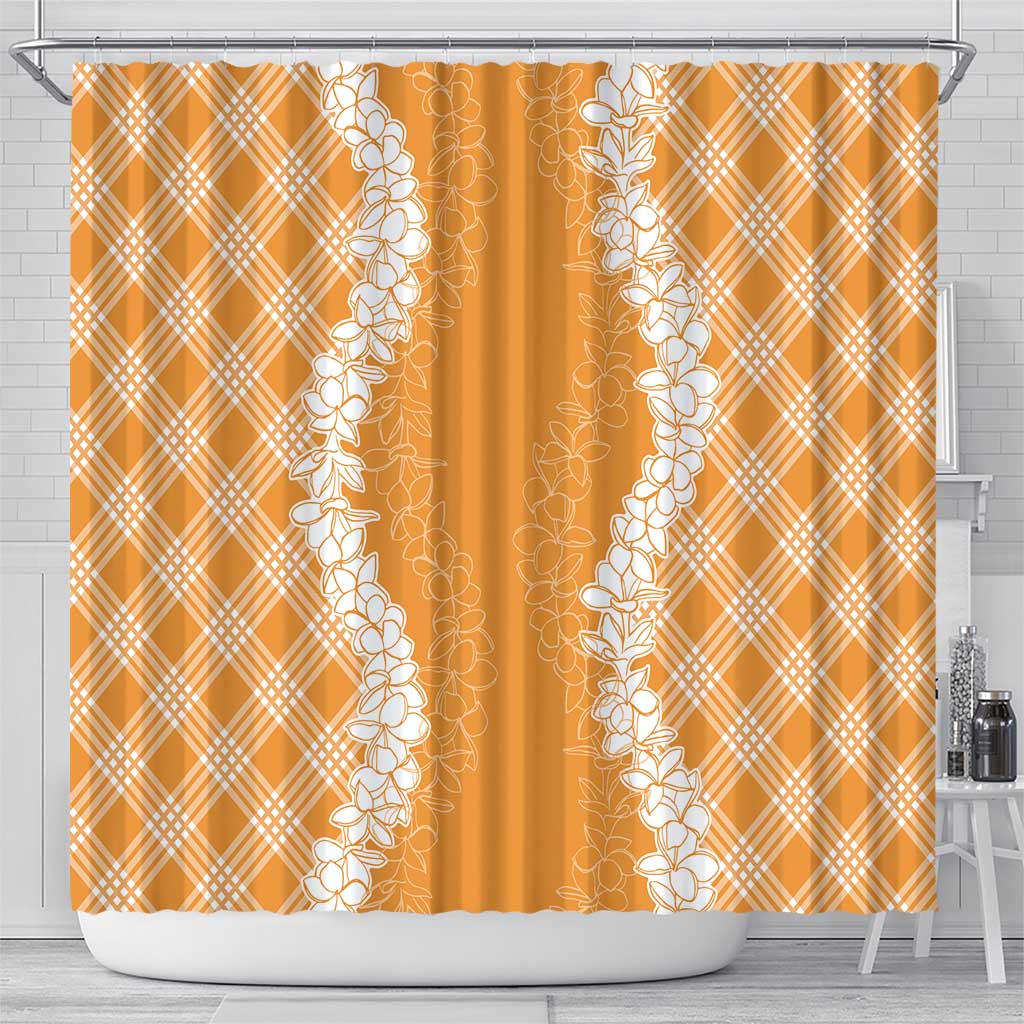 Hawaii Aloha Plumeria Lei Orange Palaka Shower Curtain LT7 - Polynesian Pride