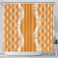 Hawaii Aloha Plumeria Lei Orange Palaka Shower Curtain LT7 - Polynesian Pride