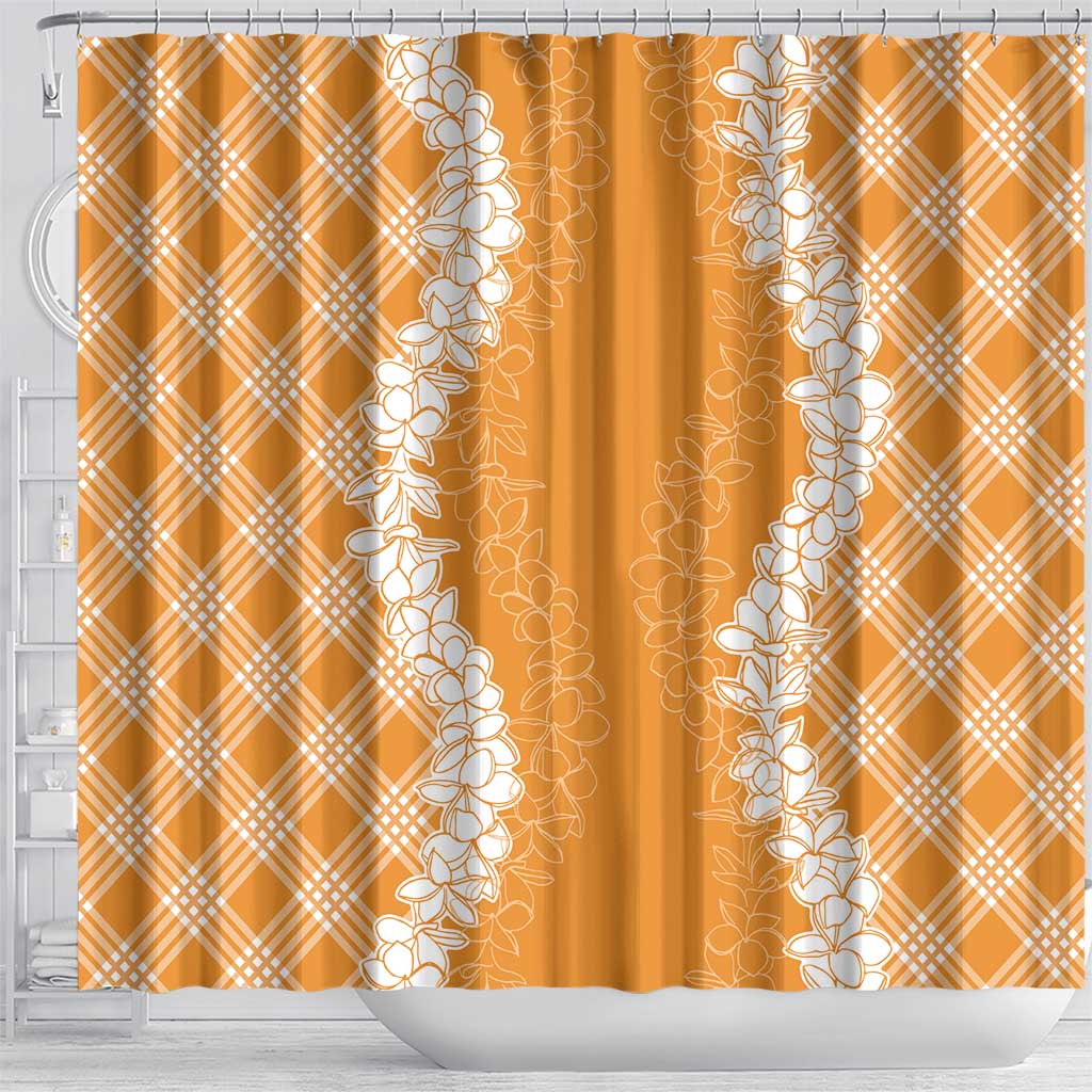 Hawaii Aloha Plumeria Lei Orange Palaka Shower Curtain LT7 - Polynesian Pride