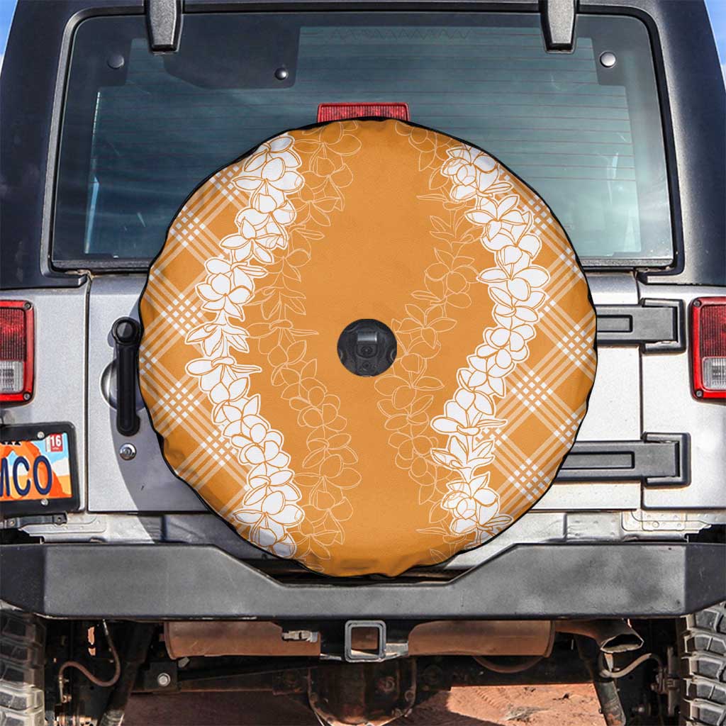 Hawaii Aloha Plumeria Lei Orange Palaka Spare Tire Cover LT7 Orange - Polynesian Pride