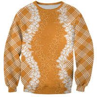 Hawaii Aloha Plumeria Lei Orange Palaka Sweatshirt LT7 Unisex Orange - Polynesian Pride