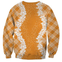Hawaii Aloha Plumeria Lei Orange Palaka Sweatshirt LT7 - Polynesian Pride