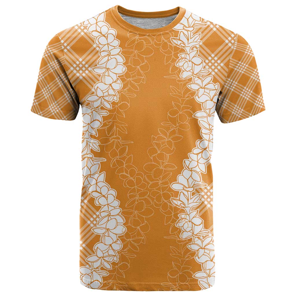 Hawaii Aloha Plumeria Lei Orange Palaka T Shirt LT7 Orange - Polynesian Pride
