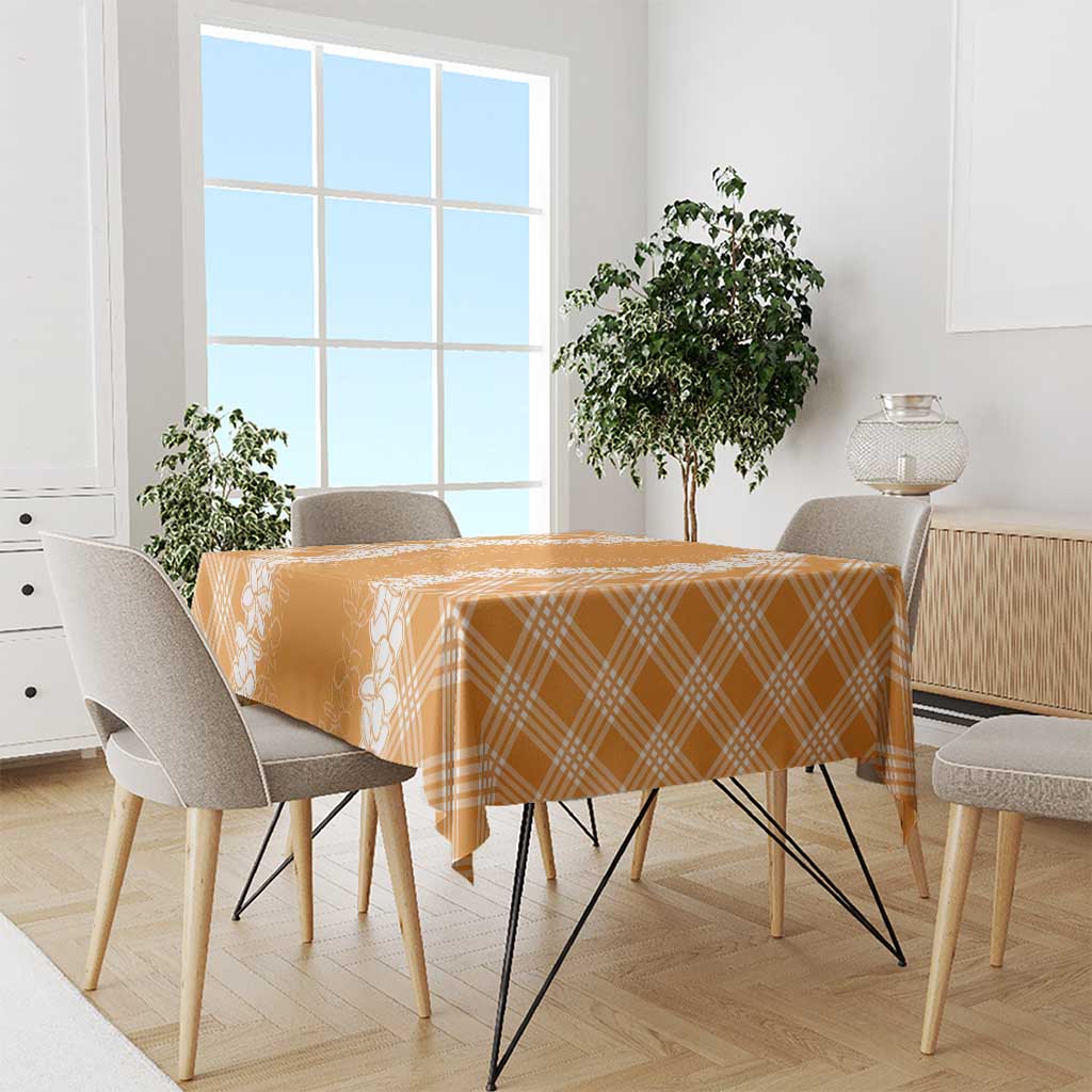 Hawaii Aloha Plumeria Lei Orange Palaka Tablecloth LT7 - Polynesian Pride
