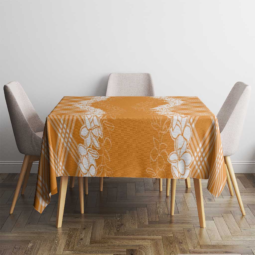 Hawaii Aloha Plumeria Lei Orange Palaka Tablecloth LT7 - Polynesian Pride