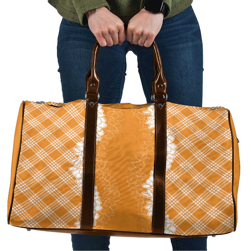 Hawaii Aloha Plumeria Lei Orange Palaka Travel Bag LT7 Orange - Polynesian Pride