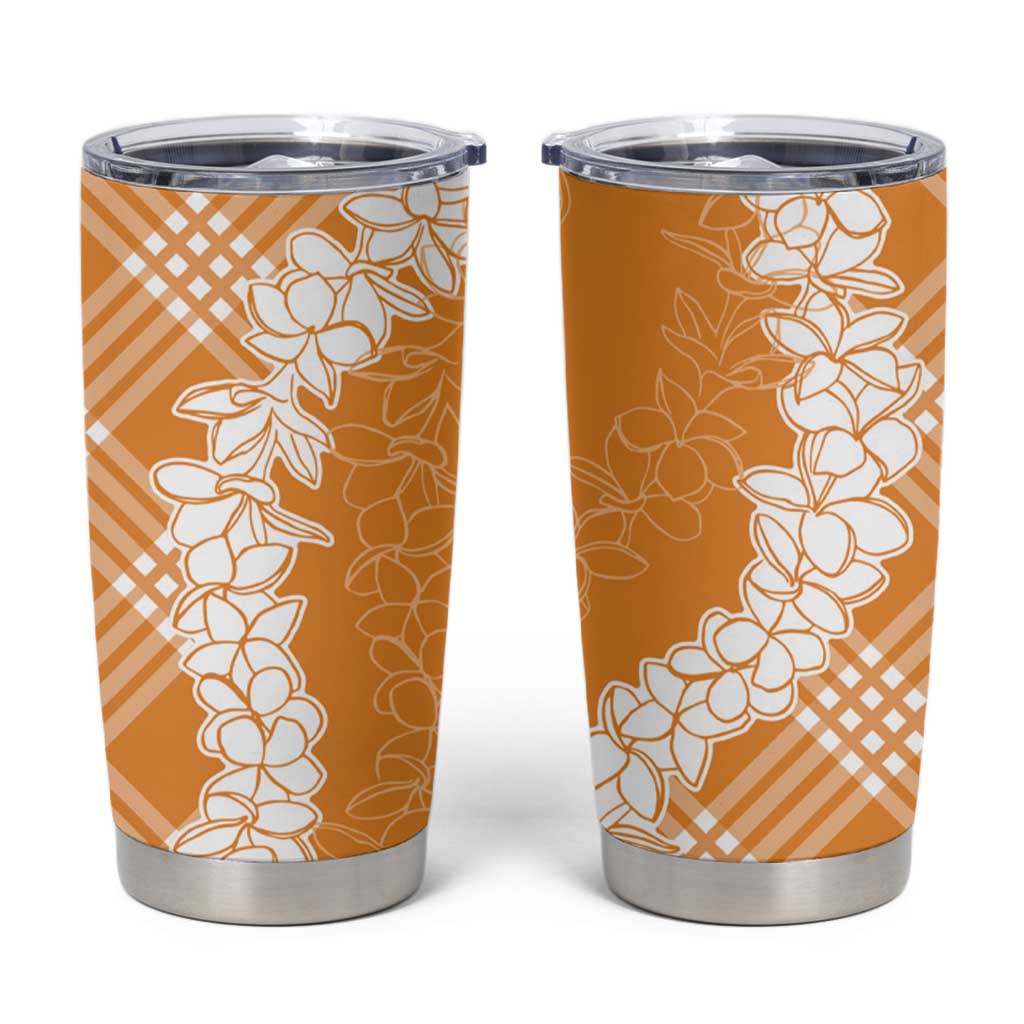 Hawaii Aloha Plumeria Lei Orange Palaka Tumbler Cup LT7 Orange - Polynesian Pride