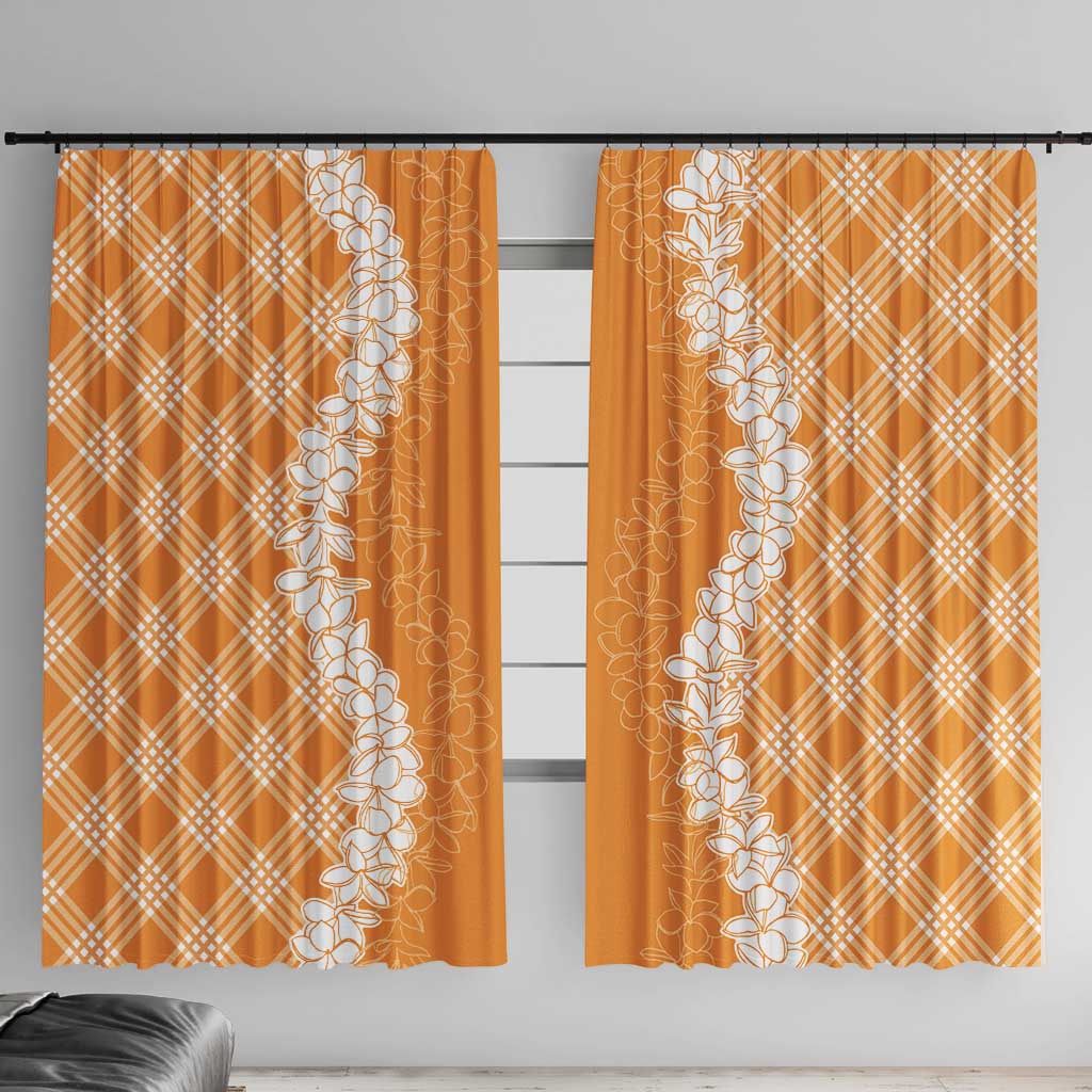 Hawaii Aloha Plumeria Lei Orange Palaka Window Curtain LT7 With Hooks Orange - Polynesian Pride