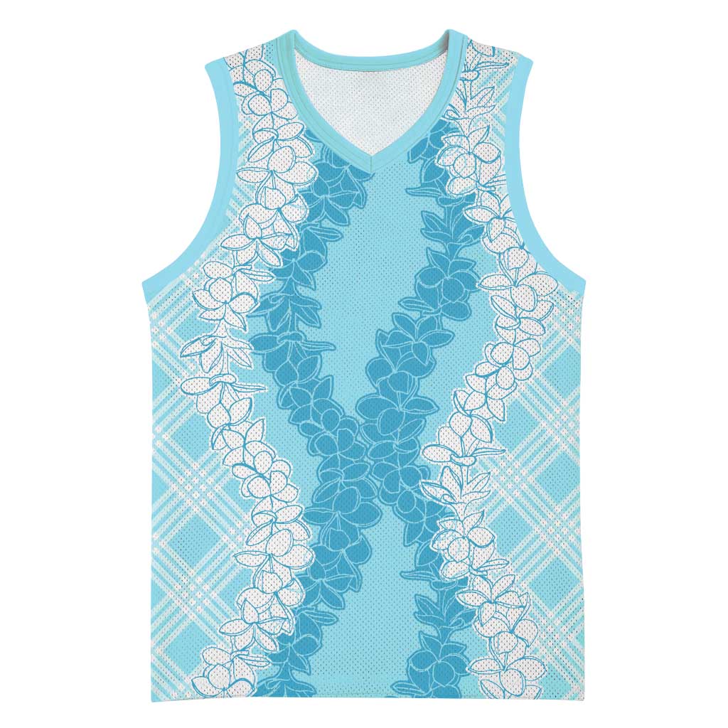 Hawaii Aloha Plumeria Lei Turquoise Palaka Basketball Jersey LT7 Unisex Turquoise - Polynesian Pride
