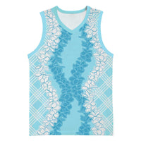 Hawaii Aloha Plumeria Lei Turquoise Palaka Basketball Jersey LT7 Unisex Turquoise - Polynesian Pride