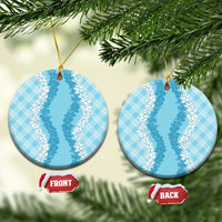 Hawaii Aloha Plumeria Lei Turquoise Palaka Ceramic Ornament LT7 Circle Turquoise - Polynesian Pride