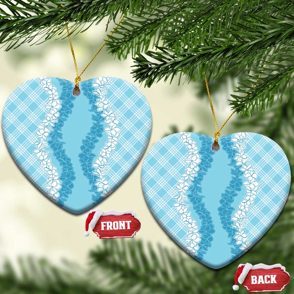 Hawaii Aloha Plumeria Lei Turquoise Palaka Ceramic Ornament LT7 Heart Turquoise - Polynesian Pride