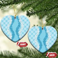 Hawaii Aloha Plumeria Lei Turquoise Palaka Ceramic Ornament LT7 Heart Turquoise - Polynesian Pride